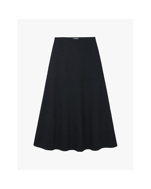 The White Company Black Elasticated-Waist Regular-Fit Stretch-Jersey Midi Skirt