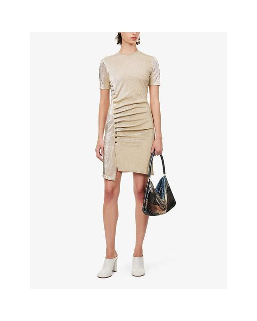 Rabanne Natural Ruched Stretch-woven Mini Dress