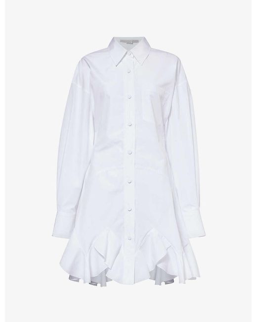 Stella McCartney White Shirt Patch-pocket Cotton Mini Dress