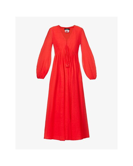 Weekend by Maxmara Red Deodara Long-sleeved Woven Dress