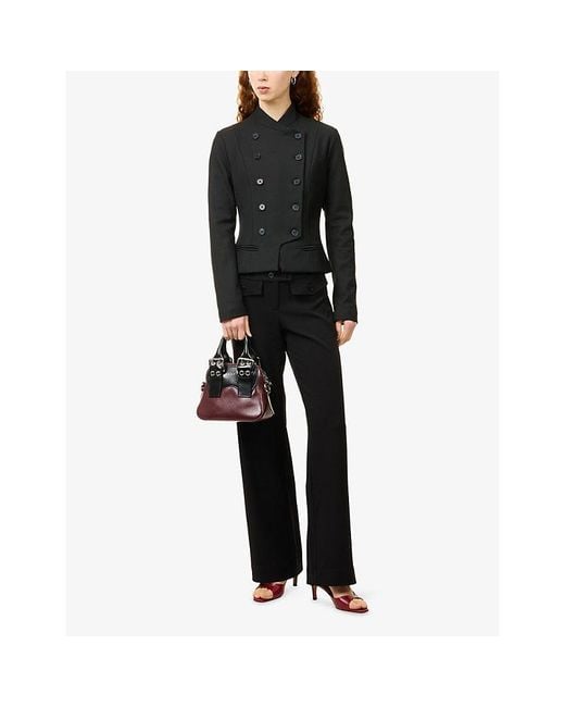 GIMAGUAS Black Pili Straight-Leg Woven Trousers