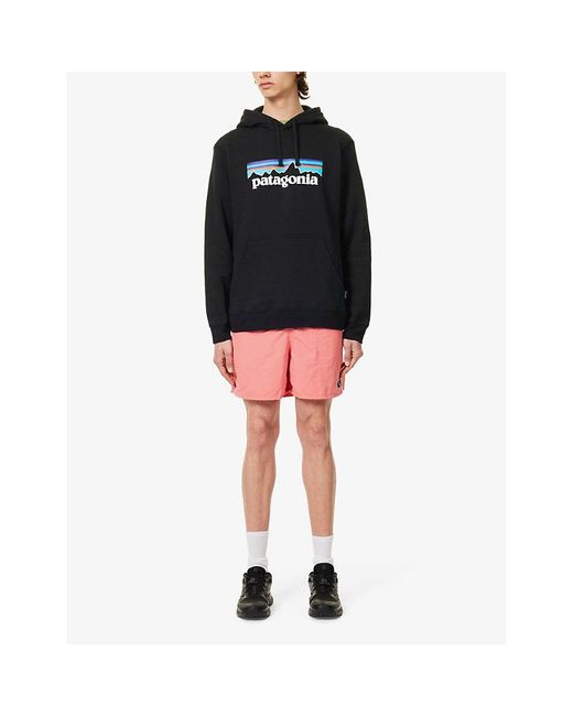 Patagonia Black P-6 Uprisal Brand-print Recycled Polyester And Recycled Cotton-blend Hoody for men
