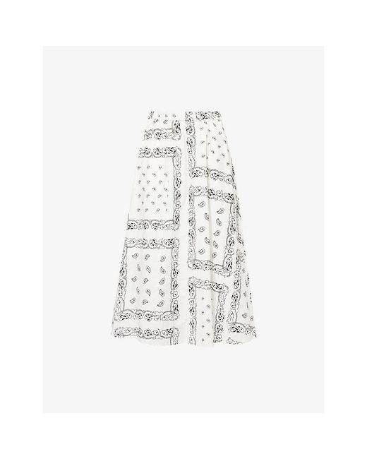 Weekend by Maxmara White Paisley Embroidery Cotton Midi Skirt