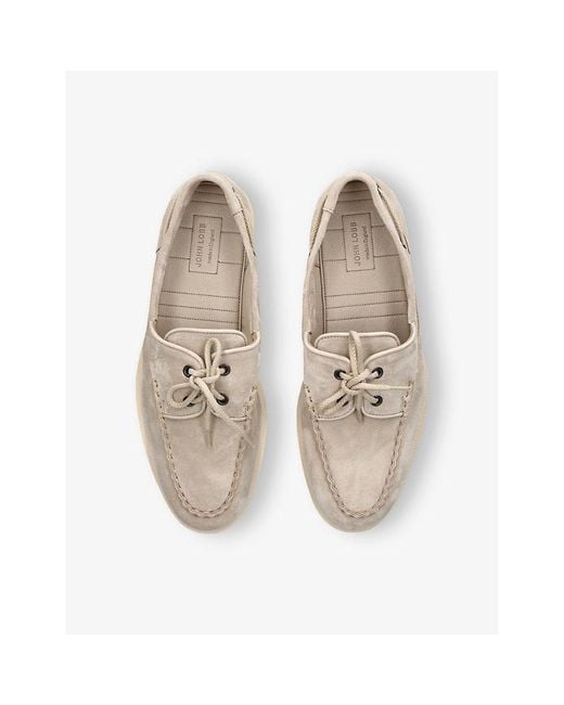 John Lobb Natural Foil Suede Boat Shoes for men