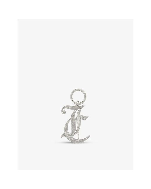 Juicy Couture White Logo Rhinestone-embellished Keyring