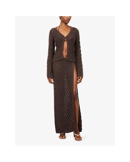4th & Reckless Brown Dellina V-Neck Knitted Top