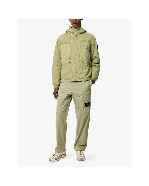 Stone Island Green Warp Rib Nylon-Tc Hooded Jacket for men