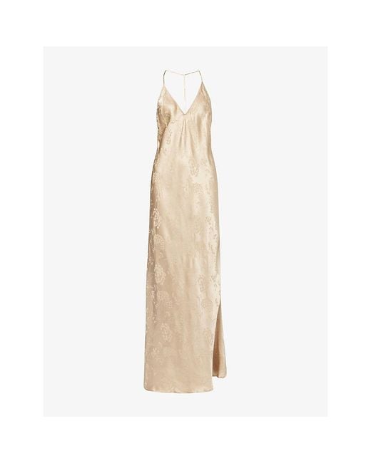 Anna October Natural Justina Backless Satin Maxi Dress