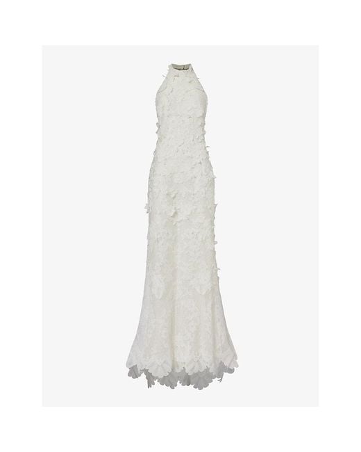 Alexander McQueen White Floral-embroidered Open-back Lace Maxi Dress