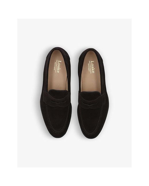 Loake Black Imperial Strap Suede Loafers for men