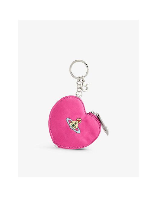 Vivienne Westwood Pink Recycled Polycotton Orb-embroidered Keyring Coin Purse