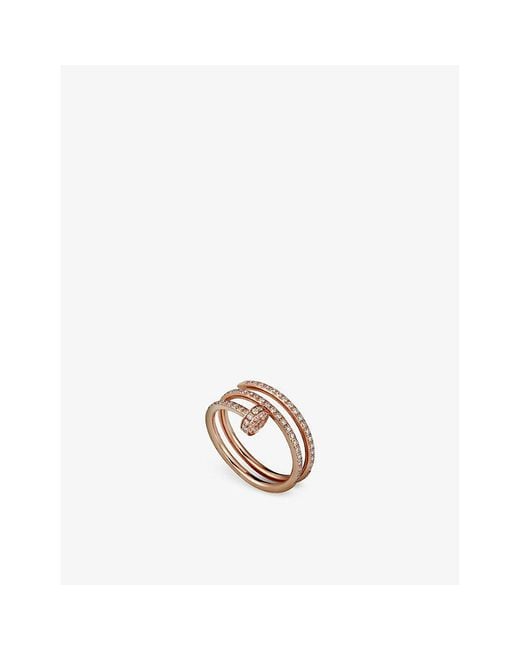 Cartier Metallic Juste Un Clou 18Ct Rose- And Diamond-Paved Double Ring
