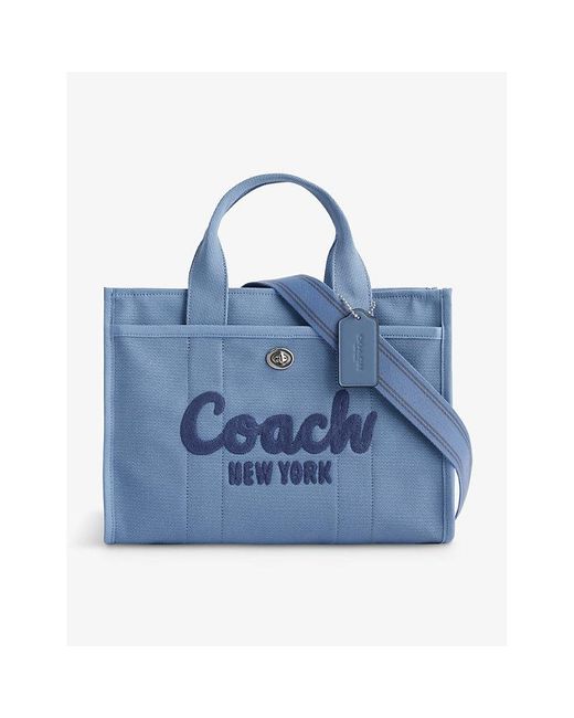 COACH Blue Cargo 34 Logo-embroidered Canvas Tote Bag