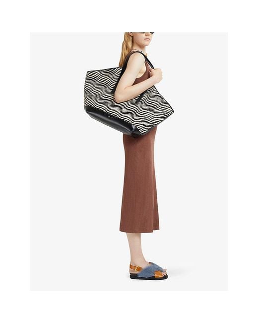 Marni Gray Waves Woven Tote Bag