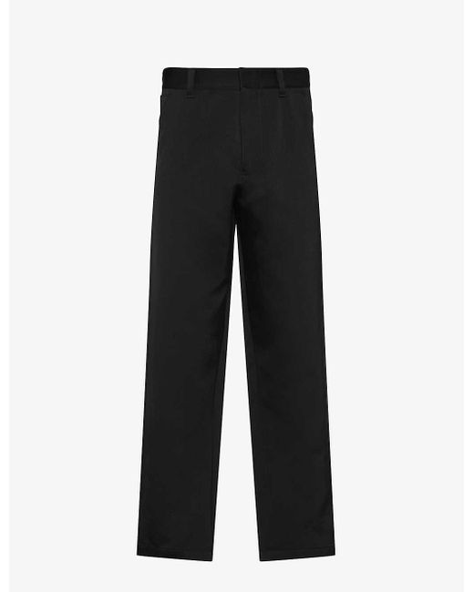 Prada Black Wide-leg Regular-fit Cotton And Silk Trousers for men