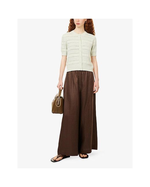 Emello White Boucle Short-Sleeve Cotton Cardigan