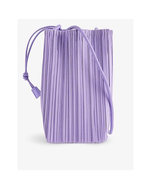 Pleats Please Issey Miyake Purple Bloom Pleated Woven Crossbody Bag