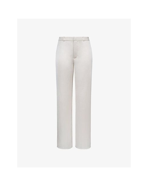 House Of Cb White Amaria Relaxed-Fit Satin Trousers