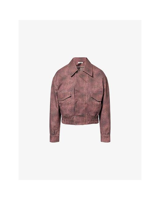 Peachy Den Pink Cicely Flight Leopard-Print Cotton Jacket