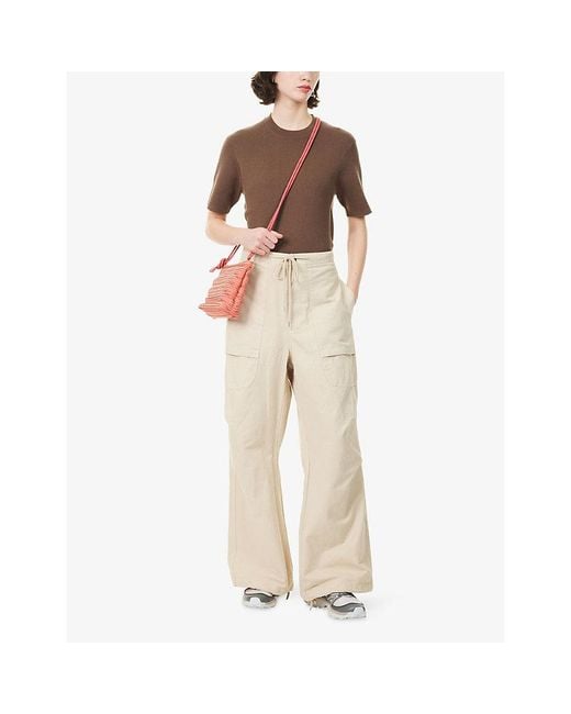 Entire studios Natural Barren Wide-Leg Cotton Cargo Trousers