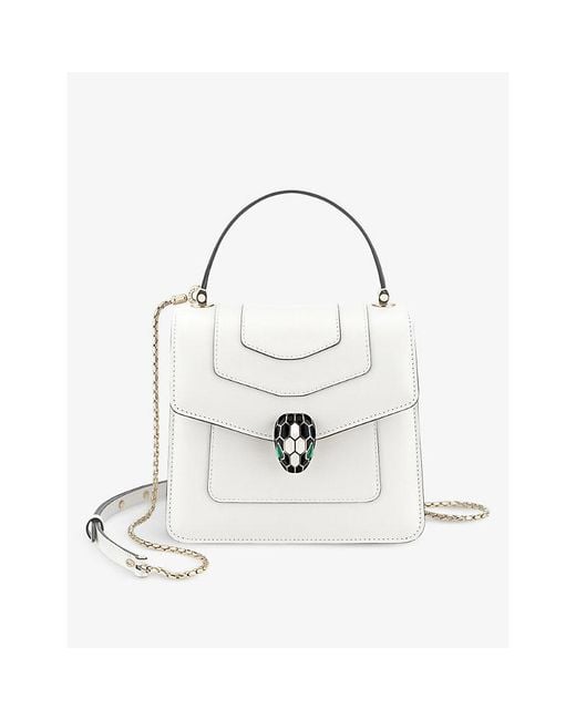BVLGARI White Serpenti Forever Leather Top-Handle Bag
