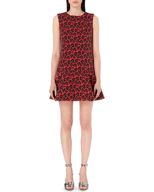Claudie Pierlot Red Rosa Leopard-print Jacquard Dress