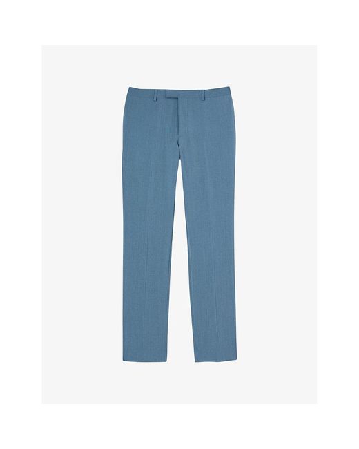 Sandro Blue Regular-fit Straight-leg Wool Suit Trousers for men