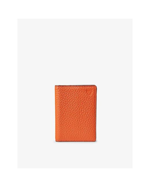 Aspinal Orange Double-fold Logo-embossed Leather Card Holder for men