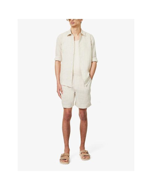 CHE White Pleated Slip-pocket Linen Shorts for men