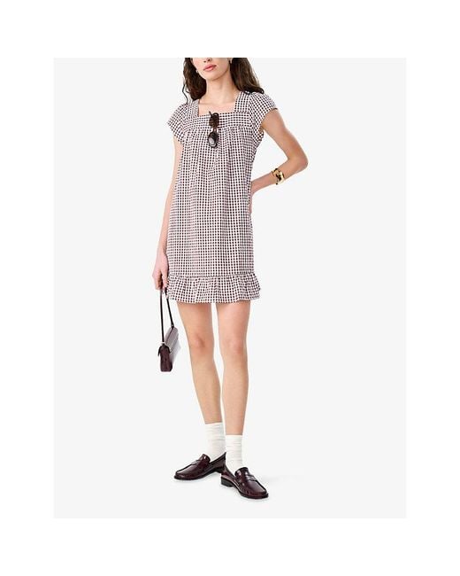 OMNES Purple Delphine Gingham-Print Cotton Mini Dress