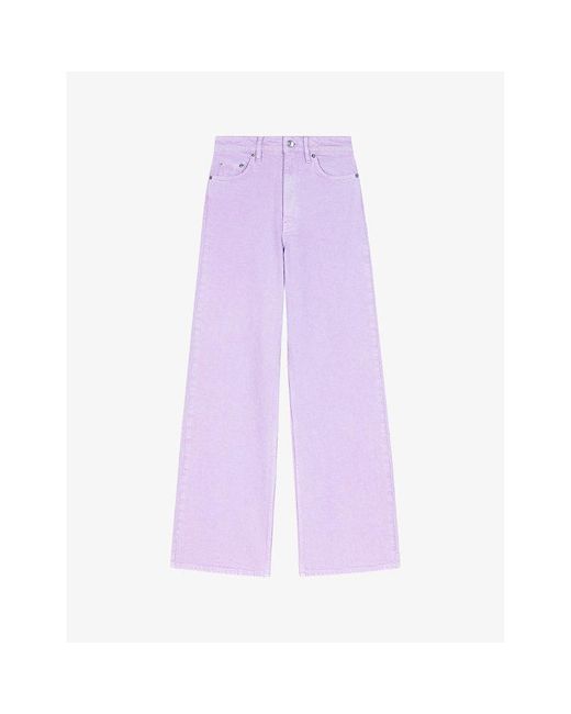 Maje Purple Clover-jacron Wide-leg Mid-rise Stretch-denim Jeans