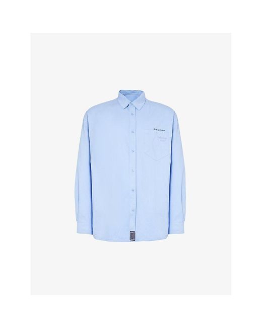Martine Rose Blue Brand-embellished Regular-fit Cotton Shirt for men