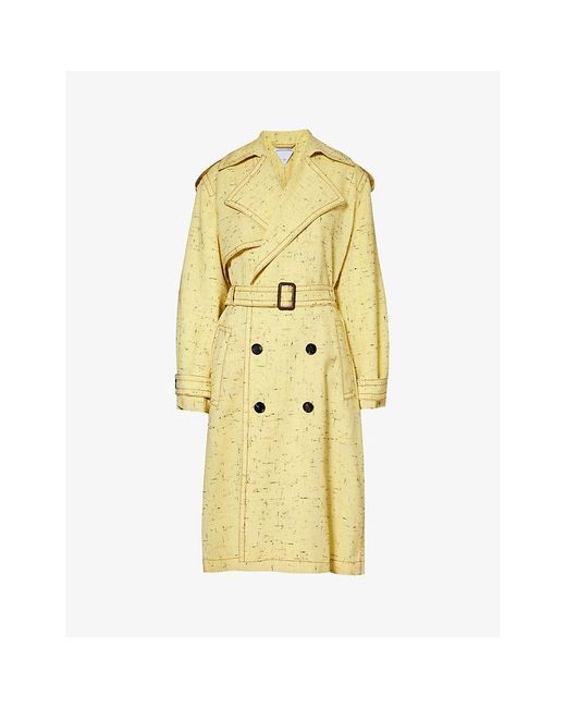 Bottega Veneta Yellow Notched-lapel Belted Silk-blend Coat