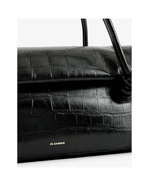 Jil Sander Black Knot Croc-texture Leather Shoulder Bag