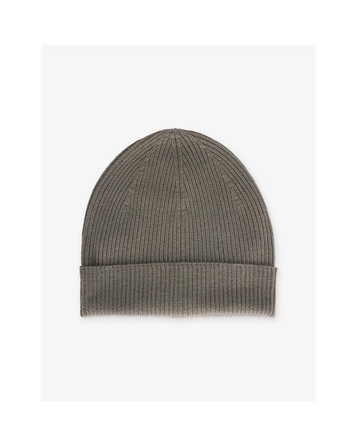 Rick Owens Gray Ribbed Knitted Beanie Hat