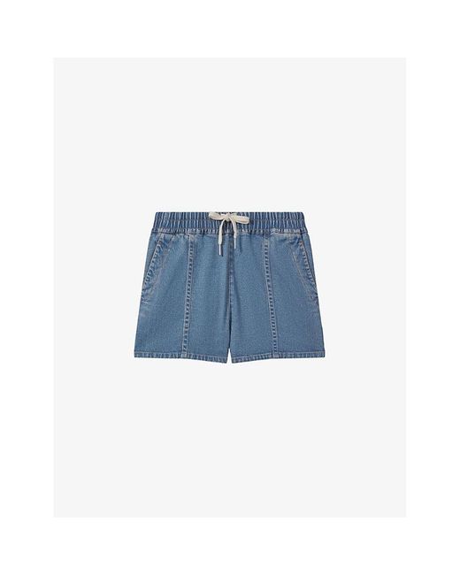 Reiss Blue Isaac Drawstring-waist High-rise Denim Shorts