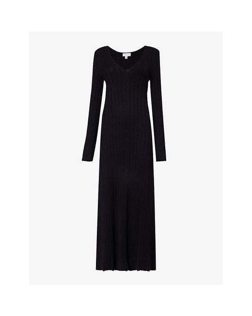 Pretty Lavish Black Scarlett Waist-tie Knitted Midi Dress