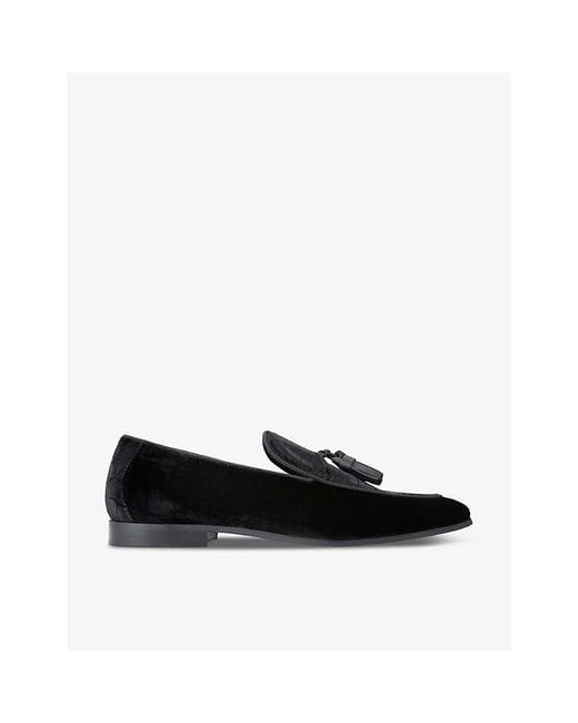 Kurt Geiger Black Henry Tassel-Embellished Slip-On Suede Loafers for men