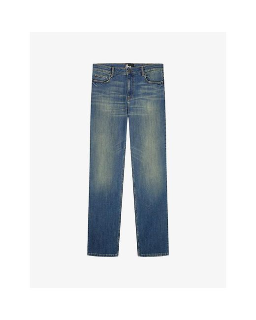 The Kooples Blue Slim-Leg Faded-Wash Denim Jeans for men