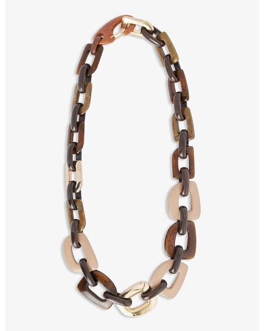 Max Mara White Chunky-link Metallic Resin And Metal Necklace