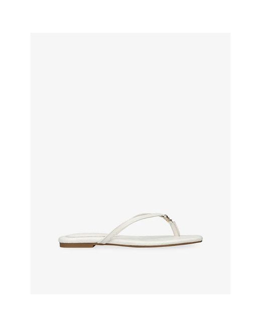 Steve Madden White Maliyah Flat Leather Sandals