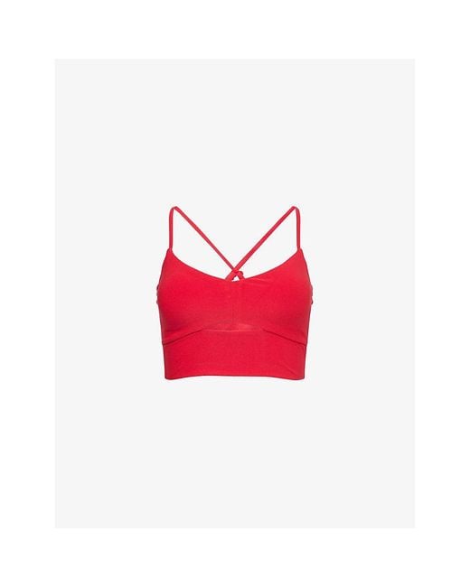Alo Yoga Red Alosoft Highlight Bra Stretch-Woven Tank Top