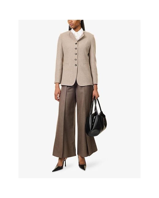 Max Mara Brown Falla Crew-Neck Cashmere Jacket