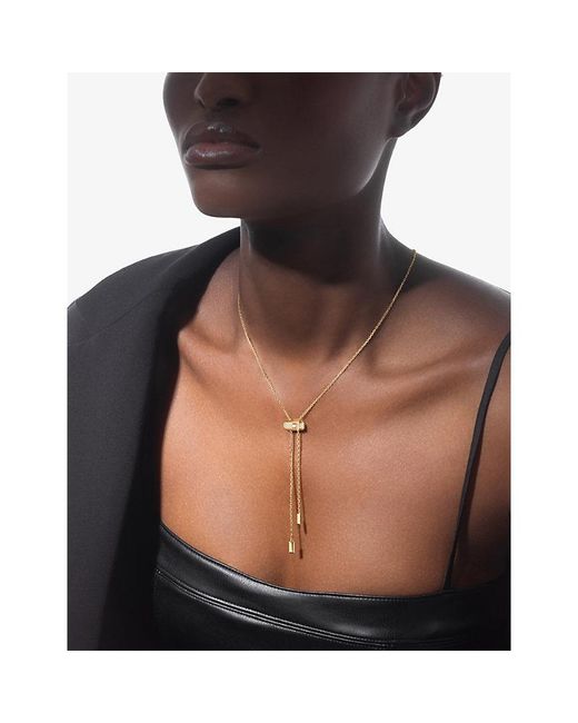 Messika Metallic Moderniste Pave Tie 18Ct And 0.10Ct Diamond Necklace