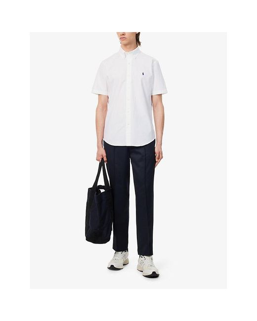 Polo Ralph Lauren White Logo-embroidered Custom-shirt Cotton-blend Poplin Shirt for men