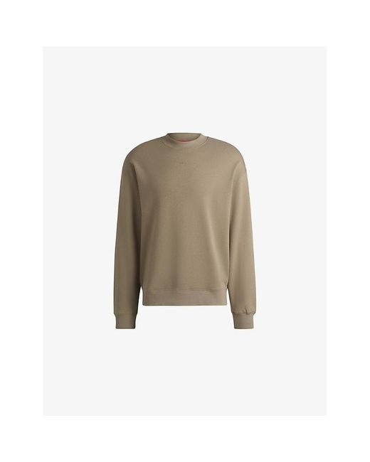 HUGO Green Crewneck Branded Cotton-Jersey Sweatshirt for men