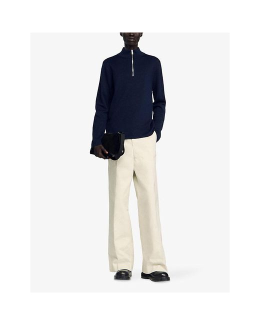 Sandro Blue Half-Zip Wool Jumper for men