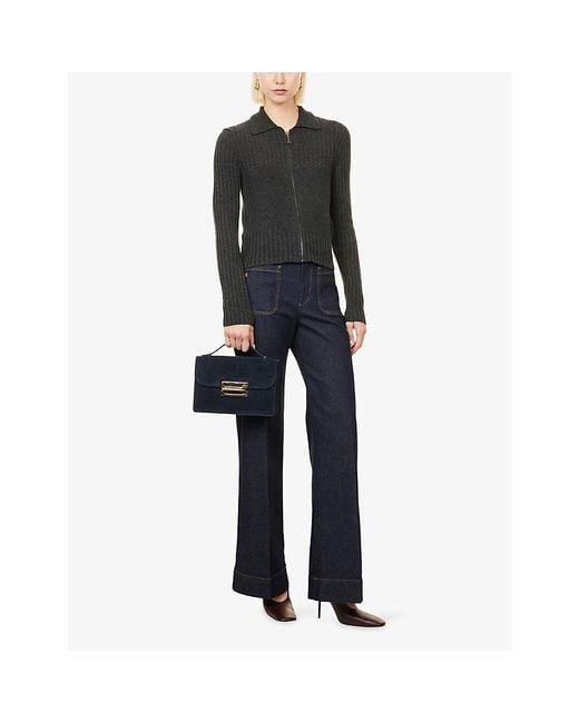 Victoria Beckham Black Full-Zip Fitted Wool And Cashmere Blend Cardigan
