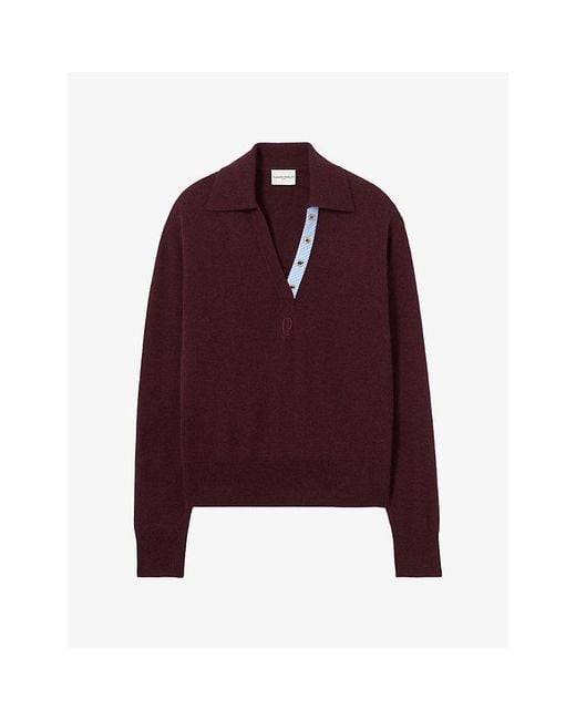 Claudie Pierlot Logo-Embroidered Wool And Cashmere Polo Jumper