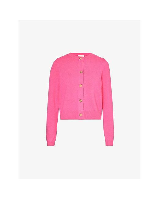 Aspiga Pink Brittany Brushed-texture Wool Cardigan